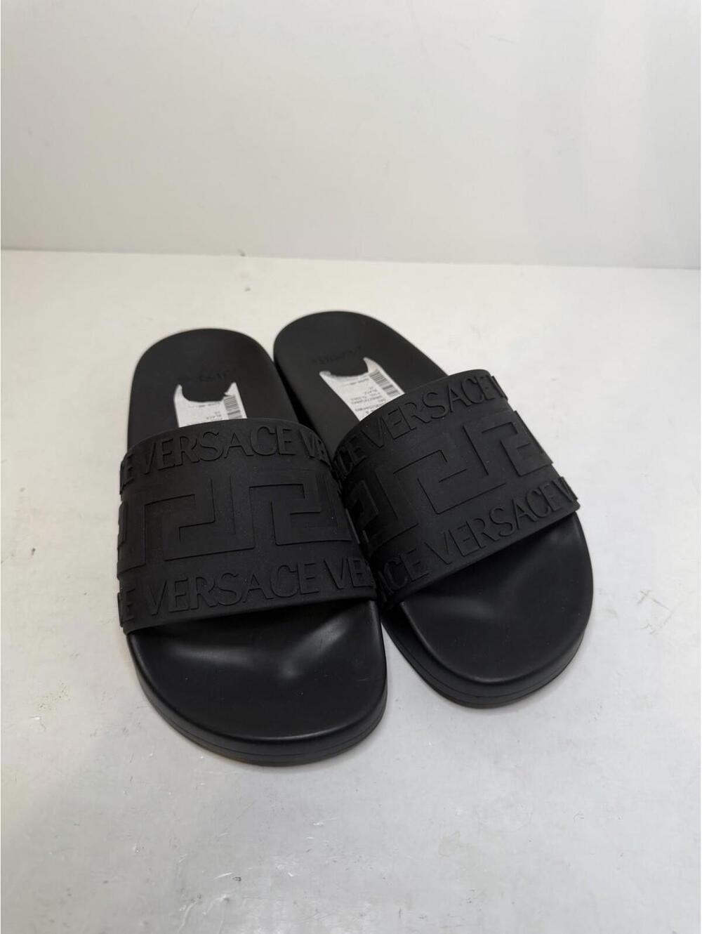 Versace Black Greca Logo Slide Sandals Women’s EU 35 New No Box